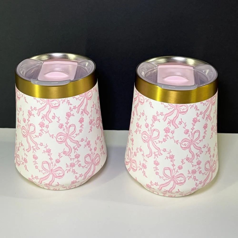 Stanley x LoveShackFancy Coquette Bow Chantilly Reserve Wine Tumbler Set of Two - Picture 4 of 9